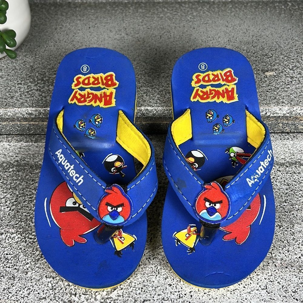 Aquatech ‘Angry Birds’ Toddler Flip Flops Sandals Shoes Beach Pool Size 8